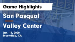 San Pasqual  vs Valley Center  Game Highlights - Jan. 14, 2020