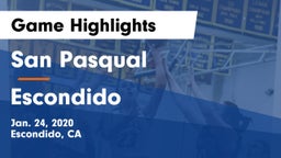 San Pasqual  vs Escondido  Game Highlights - Jan. 24, 2020