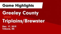 Greeley County  vs Triplains/Brewster  Game Highlights - Dec. 17, 2019