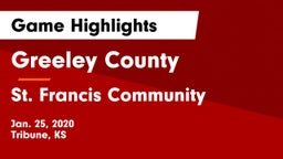 Greeley County  vs St. Francis Community  Game Highlights - Jan. 25, 2020