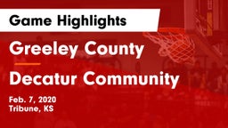 Greeley County  vs Decatur Community  Game Highlights - Feb. 7, 2020