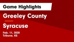 Greeley County  vs Syracuse  Game Highlights - Feb. 11, 2020