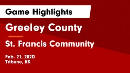 Greeley County  vs St. Francis Community  Game Highlights - Feb. 21, 2020