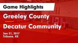 Greeley County  vs Decatur Community  Game Highlights - Jan 21, 2017