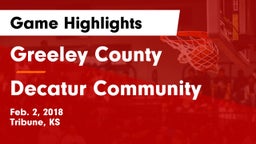 Greeley County  vs Decatur Community  Game Highlights - Feb. 2, 2018