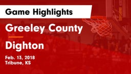 Greeley County  vs Dighton Game Highlights - Feb. 13, 2018