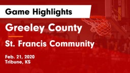 Greeley County  vs St. Francis Community  Game Highlights - Feb. 21, 2020
