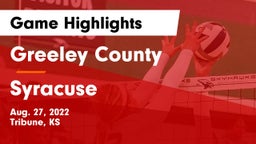 Greeley County  vs Syracuse  Game Highlights - Aug. 27, 2022
