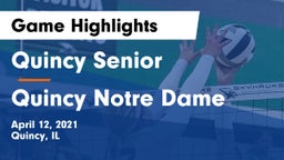 Quincy Senior  vs Quincy Notre Dame Game Highlights - April 12, 2021