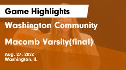 Washington Community  vs Macomb Varsity(final) Game Highlights - Aug. 27, 2022