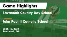 Savannah Country Day School vs John Paul II Catholic School Game Highlights - Sept. 15, 2022