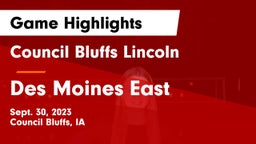 Council Bluffs Lincoln  vs Des Moines East  Game Highlights - Sept. 30, 2023