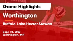 Worthington  vs Buffalo Lake-Hector-Stewart  Game Highlights - Sept. 24, 2022