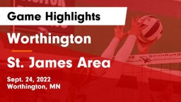 Worthington  vs St. James Area  Game Highlights - Sept. 24, 2022