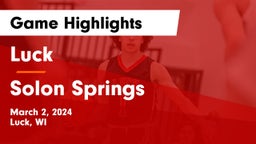 Luck  vs Solon Springs Game Highlights - March 2, 2024