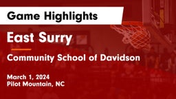 East Surry  vs Community School of Davidson Game Highlights - March 1, 2024