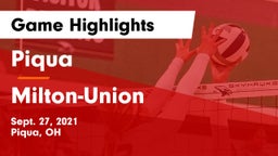 Piqua  vs Milton-Union  Game Highlights - Sept. 27, 2021