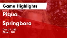 Piqua  vs Springboro  Game Highlights - Oct. 25, 2021