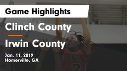 Clinch County  vs Irwin County  Game Highlights - Jan. 11, 2019