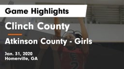 Clinch County  vs Atkinson County - Girls Game Highlights - Jan. 31, 2020