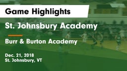 St. Johnsbury Academy  vs Burr & Burton Academy  Game Highlights - Dec. 21, 2018