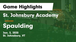 St. Johnsbury Academy  vs Spaulding  Game Highlights - Jan. 3, 2020