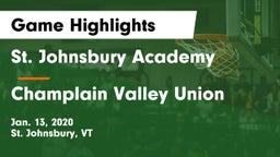 St. Johnsbury Academy  vs Champlain Valley Union  Game Highlights - Jan. 13, 2020