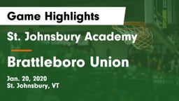 St. Johnsbury Academy  vs Brattleboro Union  Game Highlights - Jan. 20, 2020