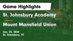 St. Johnsbury Academy  vs Mount Mansfield Union  Game Highlights - Jan. 25, 2020
