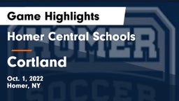 Homer Central Schools vs Cortland  Game Highlights - Oct. 1, 2022