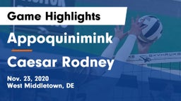 Appoquinimink  vs Caesar Rodney  Game Highlights - Nov. 23, 2020