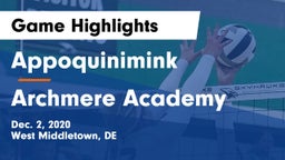 Appoquinimink  vs Archmere Academy Game Highlights - Dec. 2, 2020