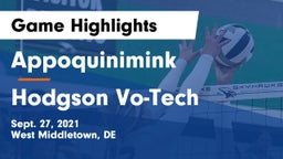 Appoquinimink  vs Hodgson Vo-Tech  Game Highlights - Sept. 27, 2021