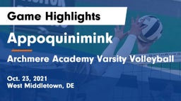 Appoquinimink  vs Archmere Academy Varsity Volleyball Game Highlights - Oct. 23, 2021