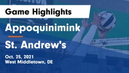 Appoquinimink  vs St. Andrew's  Game Highlights - Oct. 25, 2021