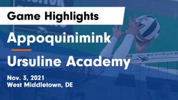 Appoquinimink  vs Ursuline Academy Game Highlights - Nov. 3, 2021