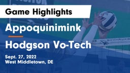 Appoquinimink  vs Hodgson Vo-Tech  Game Highlights - Sept. 27, 2022