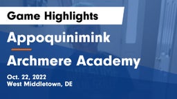 Appoquinimink  vs Archmere Academy  Game Highlights - Oct. 22, 2022