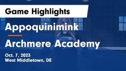 Appoquinimink  vs Archmere Academy  Game Highlights - Oct. 7, 2023