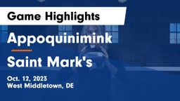 Appoquinimink  vs Saint Mark's  Game Highlights - Oct. 12, 2023