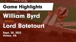 William Byrd  vs Lord Botetourt  Game Highlights - Sept. 20, 2022