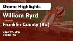 William Byrd  vs Franklin County  (Va) Game Highlights - Sept. 27, 2022