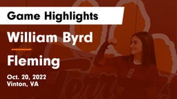 William Byrd  vs Fleming  Game Highlights - Oct. 20, 2022
