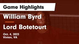 William Byrd  vs Lord Botetourt  Game Highlights - Oct. 4, 2023