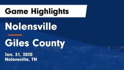 Nolensville  vs Giles County  Game Highlights - Jan. 31, 2020