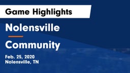 Nolensville  vs Community  Game Highlights - Feb. 25, 2020