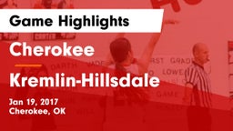 Cherokee  vs Kremlin-Hillsdale  Game Highlights - Jan 19, 2017