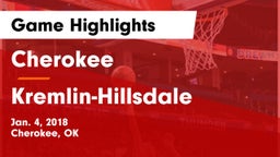 Cherokee  vs Kremlin-Hillsdale  Game Highlights - Jan. 4, 2018