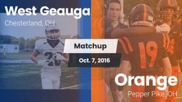 Matchup: West Geauga High vs. Orange  2016