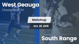 Matchup: West Geauga High vs. South Range  2018
